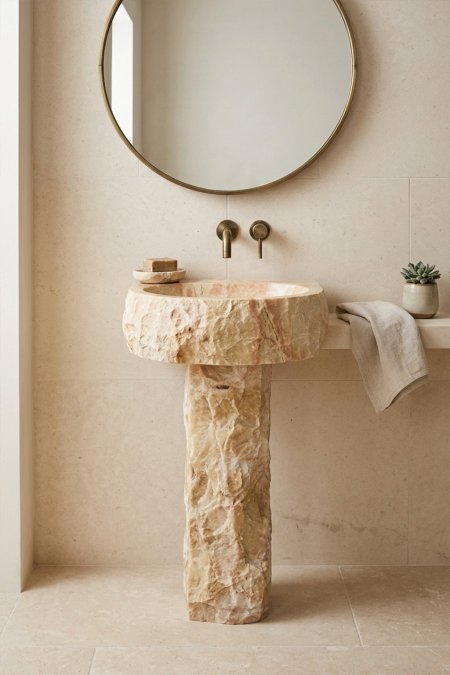 مغسلة حجر طبيعي بتصميم فاخر